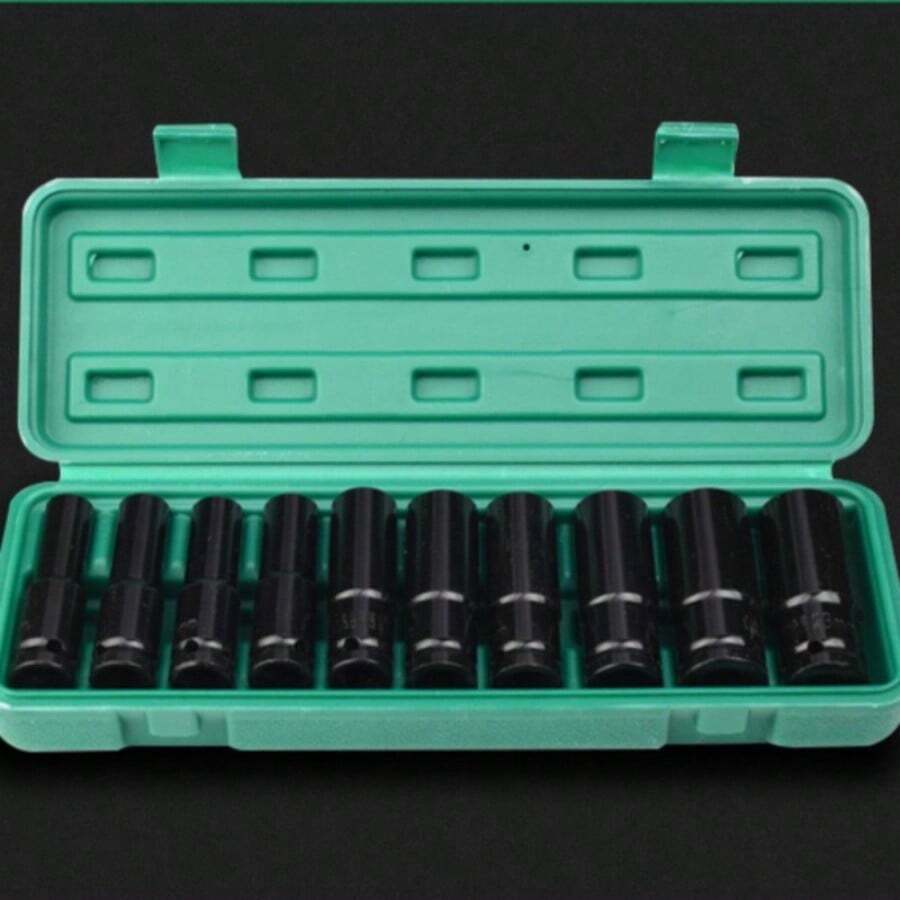 1/2Inch Drive 6-Point Impact Socket Set 10-Piece Metric Sizes 8-24m/10-24mm Carbon Steel Impact Socket Set With Hard Storage Box - 10-24毫米 - 查看 1