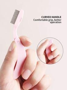 ronshadow 2pcs/Set Multifunctional Folding Steel Lash Comb, Eyebrow & Eyelash Grooming Brush, Portable Design For Makeup Novice - Multicolor - View 3