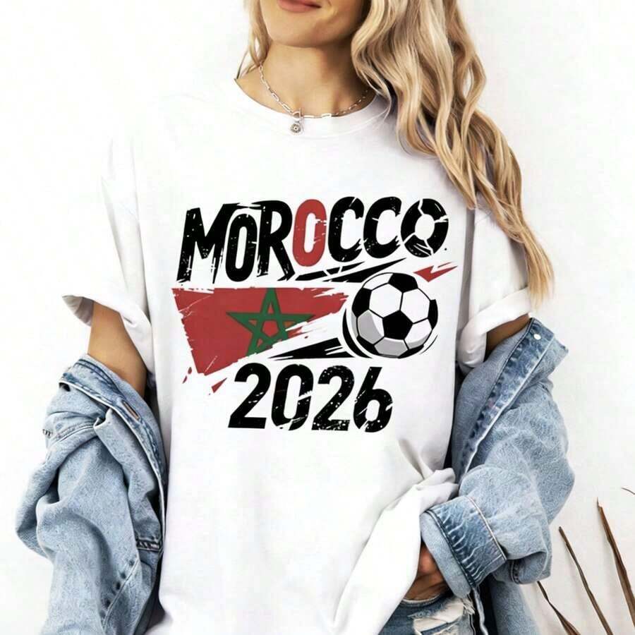 USA 2026 Fan T-Shirt, American Football Fan T-Shirt With American Flag, Support The USA National Team For The 2026 World Cup T-Shirt, Gift For The US National Team. Women's T-Shirts - 白色 2 - 查看 1