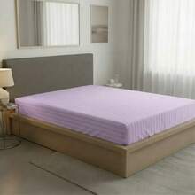 Fitted Sheet With Elastic All Around The Bottom, Cotton-Like Feel, Soft And Cool, Ideal For Spring, Available In Twin, Full, Queen, And King Sizes, Variety Of Colors, Perfect For Modern Bedrooms, Breathable And Comfortable For All Seasons - 紫丁香色 - 查看 1