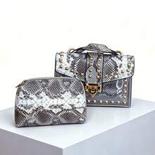 Fashion Graffiti Rivet Decor Handbag - Grey - View 8
