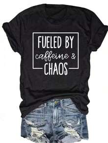 Camiseta única con diseño Y2K inspirada en café y caos ideal para los amantes de la originalidad y el estilo urbano perfecta para combinar con tus outfits favoritos y destacar en cualquier ocasión haz de tu día un manifiesto de buen humor y energía positiva - Negro - Ver 8