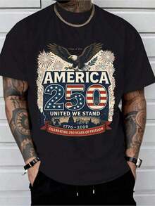 Camiseta con la Bandera Americana para el 250º Aniversario |       1776-2026 250 Años De Independencia - 100% Algodón Vintage Con Estampado Patriótico De Águila Y Texto 'USA 250' |       Camiseta Roja, Blanca y Azul para el 4 de Julio, Camiseta Unisex, Camiseta Y2K, Camiseta de Moda Urbana - Negro - Ver 5