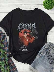 Camiseta gráfica Cardi AH HA, Camiseta Cardi, Cardi, Camiseta Cardi, Camiseta Cardi Tour, playeras de mujer - Negro 2 - Ver 7