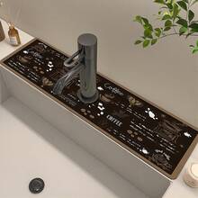 1pc Coffee Life Design Rubber Faucet Splash Guard, Bathroom Faucet Splash Pad, Waterproof Anti-Slip Faucet Mat, Kitchen Countertop Accessory. Protect Your Kitchen Countertop. - Multicolor - View 13