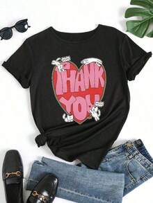 2026 Nueva Camiseta Casual de Manga Corta con Cuello Redondo para Mujeres - Ajuste Cómodo de Micro Estiramiento, Personajes de Animales de Dibujos Animados en Relieve y Estampado de Alfabeto, Top Lavable a Máquina para Primavera/Verano/Otoño, Regalo Perfecto-Vintage Street Style Unisex Loose Cotton Short Sleeve Crew Neck T-ShirtSuitable for spring, summer and autumn - Negro - Ver 2