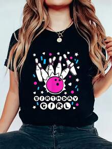 Camiseta con Estampado, Manga Corta, Cuello Redondo, Estilo Casual, Ropa de Mujer para Primavera/Verano - Camiseta Unisex de Algodón, Manga Corta, Cuello Redondo, Estilo Vintage Urbano - Negro - Ver 1
