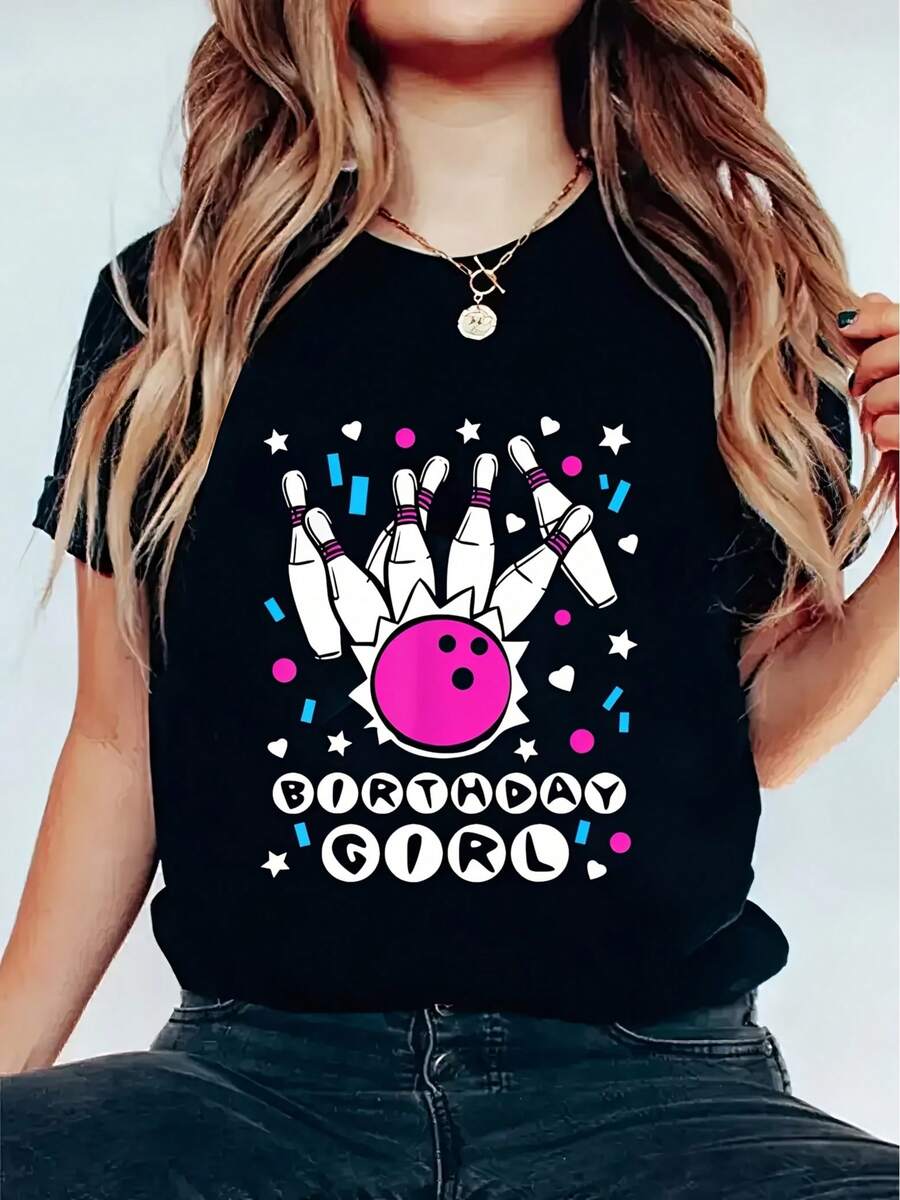 Camiseta con Estampado, Manga Corta, Cuello Redondo, Estilo Casual, Ropa de Mujer para Primavera/Verano - Camiseta Unisex de Algodón, Manga Corta, Cuello Redondo, Estilo Vintage Urbano - Negro - Ver 1