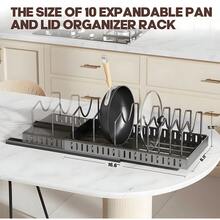 Stozle Pull Out Pot Lids Organizer Rack, 1pcs/2pcs Pots And Pans Organizer For Under Cabinet, Pot Lid Holder With 8 Adjustable Compartment For Kitchen Cabinet Cookware Baking - 1pcs灰色 - 查看 11