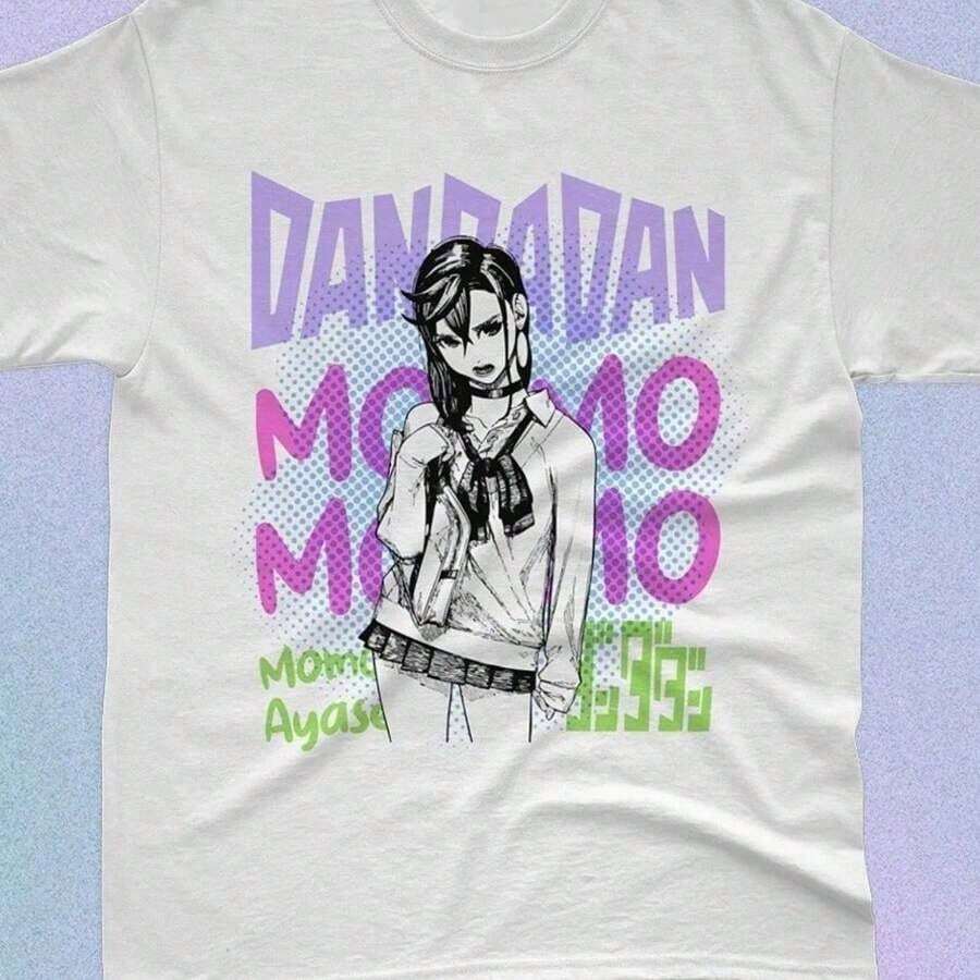 Anime Print Short Sleeve T-Shirt, Retro Style, Cotton Crew Neck, Unisex Loose Casual Top, Sports T-Shirt | Exquisite Design | Loose And Comfortable | Easy To Match | - 白色 - 查看 1