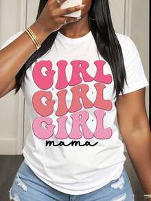 Camiseta de Mujer con Estampado 'Girl Girl Girl Mama', Ropa Casual de Verano para Mujeres - Blanco - Ver 1
