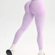Yunuo Menswear Dewbera 1 pieza Mallas con estampado de tulipanes y patrón de leopardo en la espalda en V para correr, deportes, yoga y fitness - Negro - Ver 5