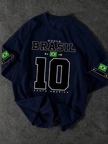 Women's Brazil Cup T-Shirt/Blouse, Brazil 10 Stylish 2026, 100% - Màu xanh hải quân - Xem 1