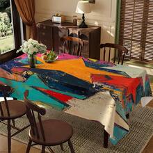 1pc, Home Decor, Star Pattern Printed Tablecloth, Rectangular, Machine Woven, Suitable For Home Kitchen Dining Room, Party Dinner, Picnic Camping, Date, Wedding, Theme Party Decoration, Indoor And Outdoor Use - Multicolor - View 11