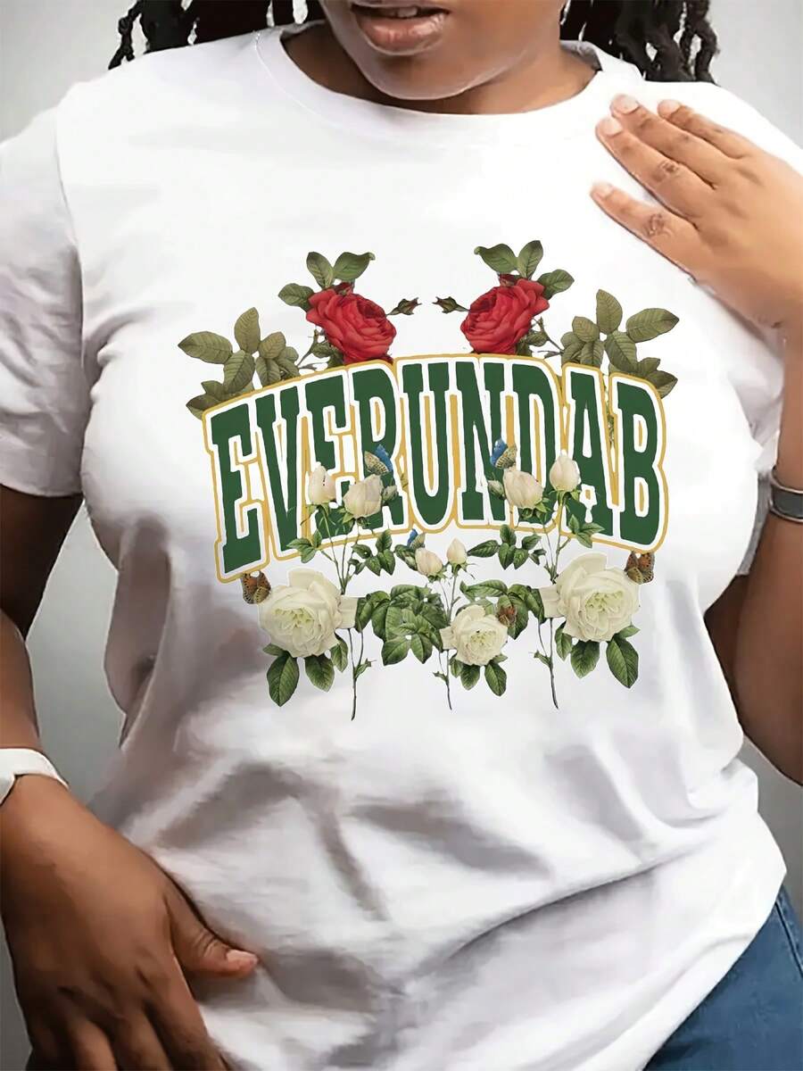 Tallas Grandes - Camiseta Casual de Tallas Grandes para Mujer - Camiseta con Estampado Floral y Frases de Regalo para Uso Diario - Camiseta Suave para Mujer para Uso Diario - Ropa para Todas las Temporadas, Uso Diario y Ocasiones Especiales - Ropa Adecuada para Tallas Grandes, Camiseta para Mujer, Ajuste Cómodo, Cuello Redondo, Tela Duradera, para Regalo - Camiseta Unisex de Algodón de Manga Corta, Cuello Redondo, Estilo Urbano Vintage - Blanco - Ver 1