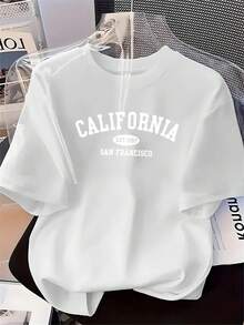 Estampados divertidos y lindos, top de una pieza para mujer, camiseta informal y moderna de cuello redondo, versátil, para ir al trabajo, elegante, para las vacaciones, regalo - Blanco - Ver 1