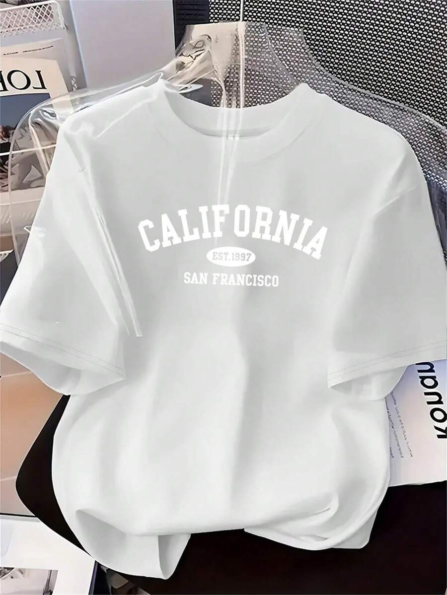 Estampados divertidos y lindos, top de una pieza para mujer, camiseta informal y moderna de cuello redondo, versátil, para ir al trabajo, elegante, para las vacaciones, regalo - Blanco - Ver 1