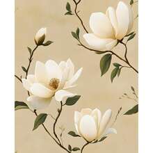 Elegant Minimalist Magnolia Self-Adhesive Wallpaper, Modern Luxury Floral Print Wallpaper, Room Wall And Furniture Decor Wallpaper, Wall And Cabinet Furniture Renovation, Easy To Apply And Remove, Handmade Film - Magnolia - View 1