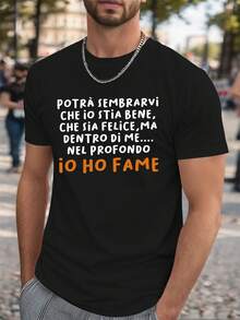 Camiseta holgada italiana arrugada y divertida para hombre - Negro - Ver 1