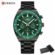 Curren Fashionable Men's Quartz Chronograph Waterproof Stainless Steel Band Automatic Date Luminous Wristwatch - Multicolor - View 15