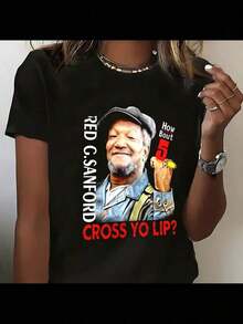 Nueva Llegada 2026 FRED SANFORD HOW BOUT 5 CROSS YO LIP. Sudadera con capucha. Sudadera con capucha SANFORD AND SON._1896_t2. Tela suave, transpirable, a la moda, 100% algodón, para uso diario, camiseta de mujer con estampado gráfico. - Negro - Ver 7