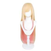 Peluca larga de cosplay con degradado de rubio a rosa, adecuada para disfraces de personajes de anime, Halloween, convenciones de cómics, etc. - Dorado - Ver 3