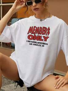 Comfortable. The Print Displays The Phrase "Member$ Only" In Large Red Letters, Symbolizing Exclusivity, Empowerment, And A Sense Of Belonging. Modern Success. Soft, Comfortable 100% Cotton Women's T-Shirts For A Bold And Authentic Urban Style, Ideal For Conveying Confidence And A Positive Attitude. Fashionable All-Match Women's Short-Sleeve T-Shirt, Basic Style For Inner And Outerwear. - 白色的 - 查看 4