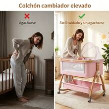 Cuna Colecho Multifuncional Para Bebé Y Mosquitero Y Ruedas Andadera para bebe Graduación preescolar Ropa para bebe de niña Sillon para bebe Alberca para niños - Rosa - Ver 5