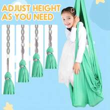 Chihee Hamaca sensorial para terapia de columpio para interiores y exteriores, para niños, accesorios incluidos, suave y transpirable, nailon para niños y adultos con autismo, TDAH, Aspergers - Verde menta - Ver 6
