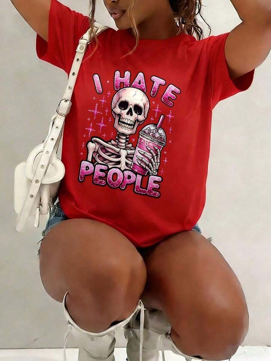 Ropa de Mujer, Tallas Grandes, Camisetas Gráficas para Mujer, Estampado de Esqueleto 'I Hate People', Tops Casuales, Y2K, Estilo Gótico, Conjuntos de Verano, Looks de Vacaciones, Estilo Fiesta, Ropa de Mujer Tallas Grandes, Ropa para Mujer, Conjuntos Elegantes, Ropa de Mujer a la Moda, Conjuntos de Festival para Mujer, Conjuntos de Verano, Tops de Verano, Conjuntos de Vacaciones para Mujer, Camisetas Gráficas para Mujer, Conjuntos de Verano para Mujer, Camiseta Gráfica, Ropa de Verano, Conjunto de Pascua para Mujer, Ropa para Mujer, Conjuntos Elegantes, Ropa 100% Algodón para Mujer, Ropa de Mujer a la Moda, Conjuntos de Festival para Mujer, Conjuntos de Verano, Tops de Verano, Conjuntos de Vacaciones para Mujer, Camisetas Gráficas para Mujer, Conjuntos de Verano para Mujer, Camiseta Gráfica, R - Rojo - Ver 1