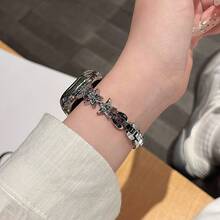 2026 New Arrival Popular Best-Selling  Band Star-Shaped Rhinestone Crystal Metal Chain Strap Compatible Korean Style Girly Feminine Silver Gold Cute Stylish High-End Glamorous Bracelet Type - Starry Sparkling Watch Strap - Silver - View 4