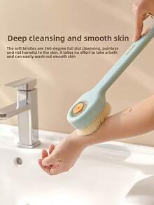 1/2pcs Liquid Filled Soft Bristle Bath Brush, 3 Colors Available, Equipped With Back Scrubbing Tool And Long Handle Design, Suitable For Bathing - Multicolor - View 3