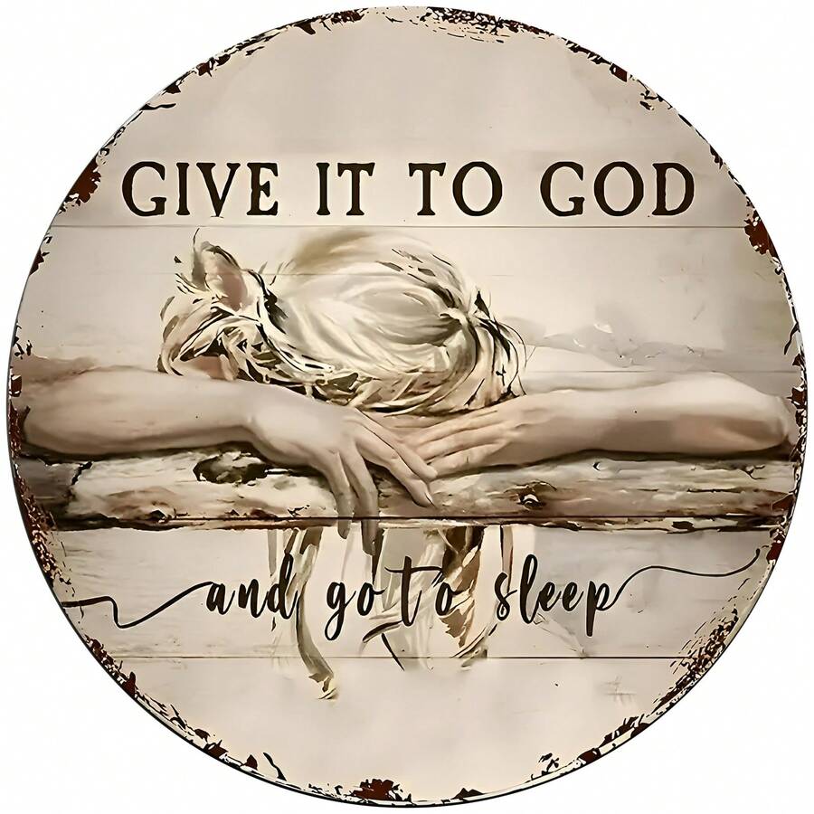 1pc "Give It To God, Go To Sleep" Iron Wall Hanging Decor - Multifunctional Home Decoration For Any Room