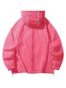 2pcs Women's Summer Ice Cooling Set Outdoor Vacation Travel Thin Hooded Jacket & Shorts 2 Pieces Running Workout Sports Outfit - Pink - View 7