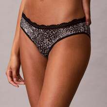 Calvin Klein Microfiber Stretch With Lace Bikini QD5271 - Animal Wave Black - 查看 1