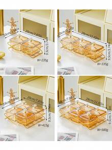 1 pieza Caja de almacenamiento de aperitivos con múltiples compartimentos y tapas transparentes, organizador de plástico ámbar PS para dulces, frutos secos con estante dorado para la cocina, mesa de comedor y barra de café - ámbar - Ver 6
