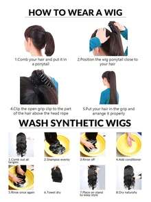 18 Inch Synthetic Curly Ponytail With Drawstring, Black Color Ponytail Hair Extensions For Women - Multicolor - View 10