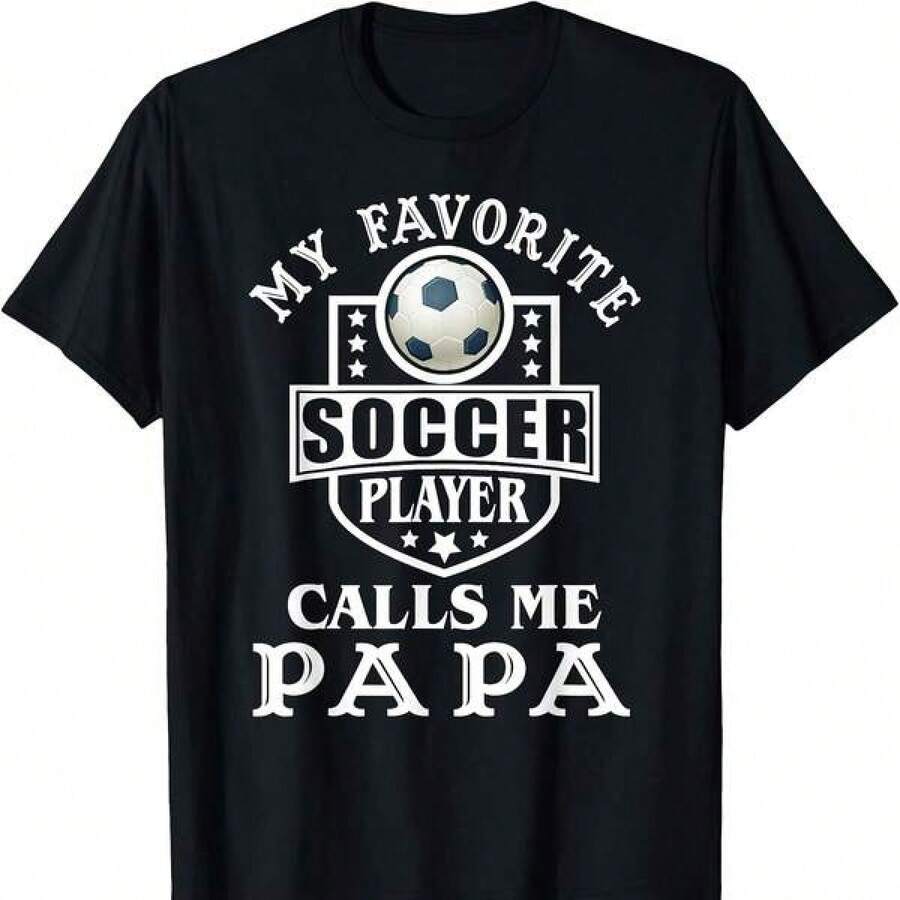 Mi Jugador de Fútbol Favorito Me Llama Papá Ropa Camisetas de Fútbol - Negro - Ver 1