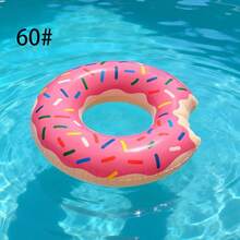 Pink Donut Print Inflatable Swimming Ring, Cute Colorful Sprinkle Pool Float, Essential For Summer - Pink - View 9