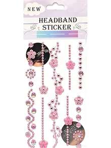 1pc 2pcs Flower Hair Stickers Face Jewels Set, Face Stickers, Face Gems, Hair Gems, Self-Adhesive Rhinestone Hair Gems & Floral Body Crystals, Coquette Fairycore Pearl Diamond Hair Accessories For Festival, Party, Prom, Rave - Multicolor - View 11
