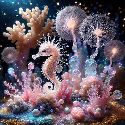 1pc [30*30cm/11.8*11.8in][40*40cm/15.7*15.7in]5D Acrylic Diamond Painting Kit, Seahorse Pattern, Suitable For Adult Beginners DIY Mosaic Diamond Art, Full Drill Handmade DIY Diamond Painting, Applicable For Living Room, Bedroom, Office Wall Decor Painting, Surprise Art Home Decor Gift For Family And Friends