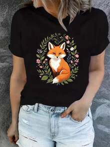 Mexican Art Printed Short Sleeve T-Shirts For Women, Summer, Modern And Casual, Machine Washable, Comfortable Fit, 2D Flat Print, Cotton T-Shirt For Coordinated Family - 黑色5 - 查看 12