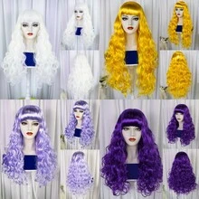 Long Curly Synthetic Wig,Vibrant Long Wavy Wig With Fringe Multi-Color Gradient & Solid Options, Full Bangs, Fluffy Waves, For Halloween Party Cosplay Music Festival Dance Performance - Multicolor - View 4