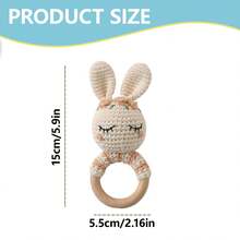 1pc Handmade Woven Rabbit Rattle - Soft Plush Rabbit Ring Toy, Suitable For Infants And Toddlers, Mixed Textile Colors, Easy To Grip, Attract Baby's Attention, Soothing Rattle Sound, Suitable For Nursery Decor, Cognitive Development, Suitable For Easter, Christmas, Birthday And Newborn Gifts, Easter Basket Stuffers - Multicolor - View 2