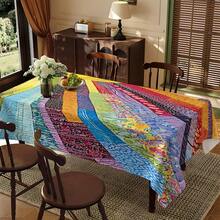 1pc, Home Decor, Abstract Pattern Printed Tablecloth, Rectangular, Woven, Suitable For Home Kitchen Dining Room, Party Dinner, Picnic Camping, Date, Wedding, Theme Party Decoration, Indoor And Outdoor Use - Multicolor - View 15