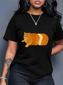 Cuello Redondo Talla Grande - Camiseta Oversize para Mujer - Camiseta ligera de cuello redondo y corte holgado, suave y casual para el uso diario, adecuada para todas las estaciones, esencial para el uso diario, disponible en negro, blanco, azul marino, marrón, gris, beige - Camiseta sencilla para el día a día, adecuada para uso casual, oficina, ropa, vestimenta informal, camiseta con estampado divertido, tela transpirable Blusas Para Mujer Casual - Negro - Ver 7