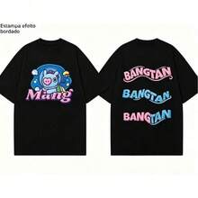 Playera BT21 KOYA Acuático Doble Cara, Estampado Efecto Bordado (No Real) con "Bangtan" - Negro - Ver 6