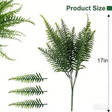 4Pcs Artificial Boston Ferns For Outdoors UV Resistant Fake Plants, Faux Greenery Bushes For Garden Porch Window Box, Artificial Fern Stems For Home Office Indoor Decor, Realistic Plastic Shrubs For DIY Hanging Planter Decor - Multicolor - View 7