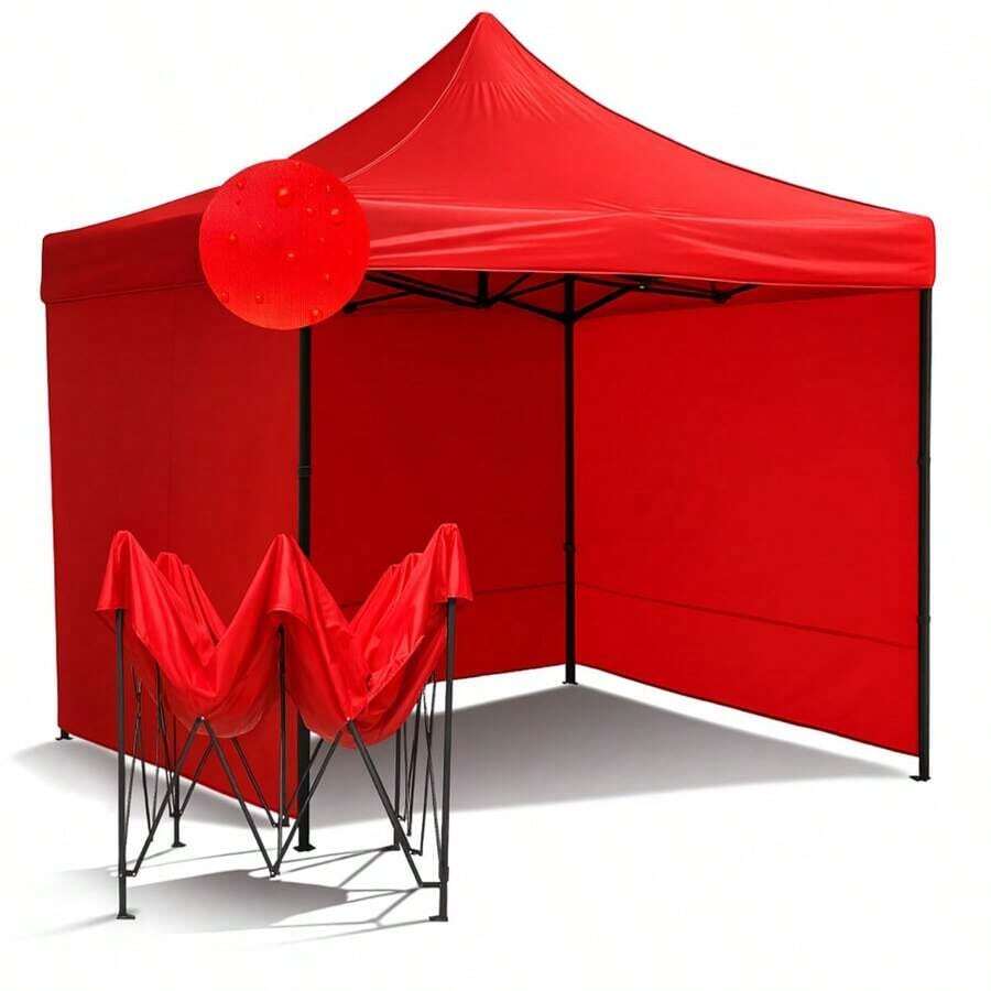 Carpa Plegable 3x3 Azul con Paredes Reforzadas Impermeables – Toldo Tipo Gazebo Resistente al Viento y la Lluvia, Ideal para Eventos, Ferias, Jardín o Camping - Rojo - Ver 1