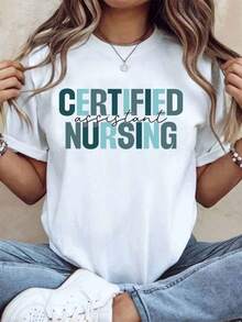 Certified Nursing Assistant T-Shirt For Nursing Professionals, Gift For Healthcare Workers, Pride T-Shirt For Nurses And Medical Staff, 220g - Urban Vintage Style, Unisex, Cotton, Short Sleeve, Crew Neck, 100% Cotton - 白色 - 查看 7